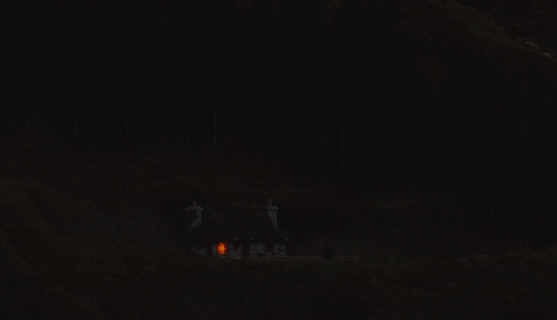 The morthouse at the foot of the ridge